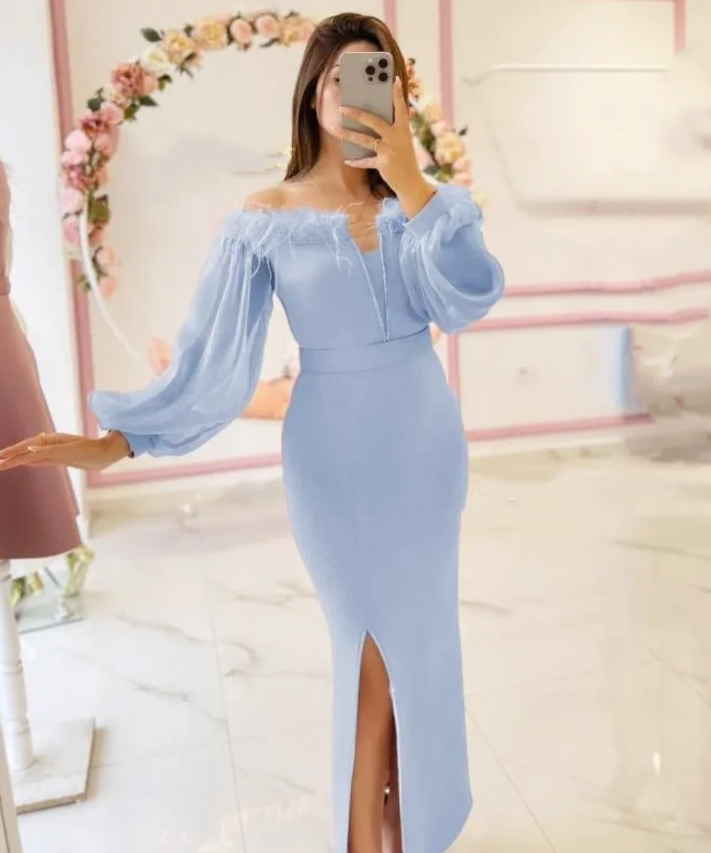 Customized Elegant Jersey Feather Ruched A-line Off-the-shoulder Midi Dresses Prom Dresses Exquisite High Quality Sparkle Sizes
Customized Elegant Jersey Feather Ruched A-line Off-the-shoulder Midi Dresses Prom Dresses Exquisite High Quality Sparkle Sizes