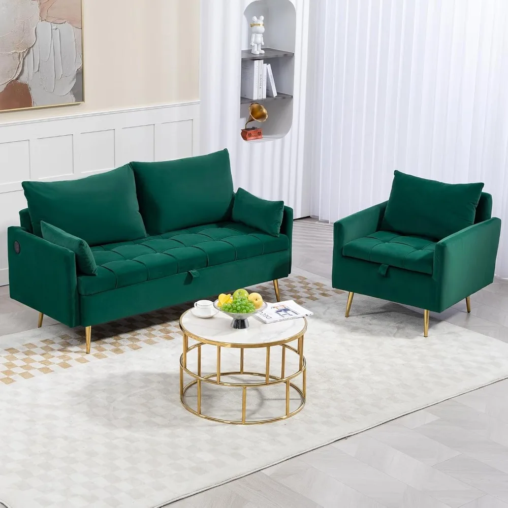 "60" Velvet Loveseat - Storage Sofa with 4 Pillows & Metal Legs, USB/Type-C Charging for Living Room/Bedroom"
"60" Velvet Loveseat - Storage Sofa with 4 Pillows & Metal Legs, USB/Type-C Charging for Living Room/Bedroom"