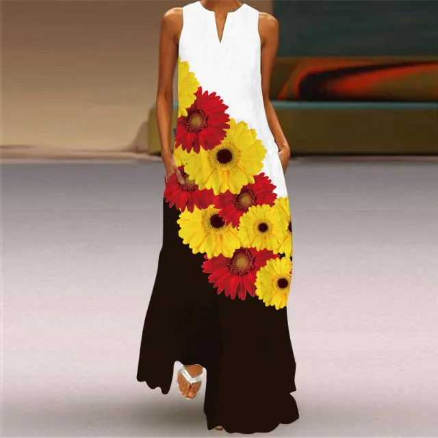 Summer Long Dress 2023 Elegant Sunflower Boho Robe Party Sleeveless Dresses Women Casual Sundress Vintage Maxi Dresses For Women
Summer Long Dress 2023 Elegant Sunflower Boho Robe Party Sleeveless Dresses Women Casual Sundress Vintage Maxi Dresses For Women