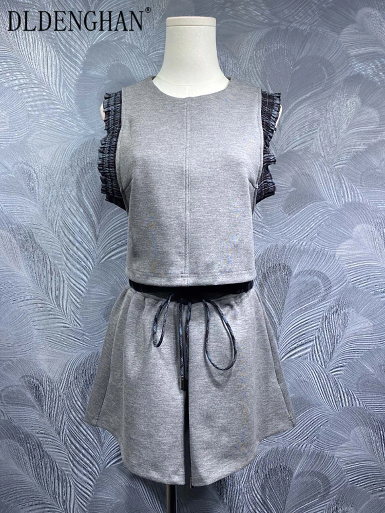 DLDENGHAN Women's O-Neck Sleeveless Tops + Lace-up Elastic waist Shorts Casual Two-Piece Set Summer Fashion Female
DLDENGHAN Women's O-Neck Sleeveless Tops + Lace-up Elastic waist Shorts Casual Two-Piece Set Summer Fashion Female