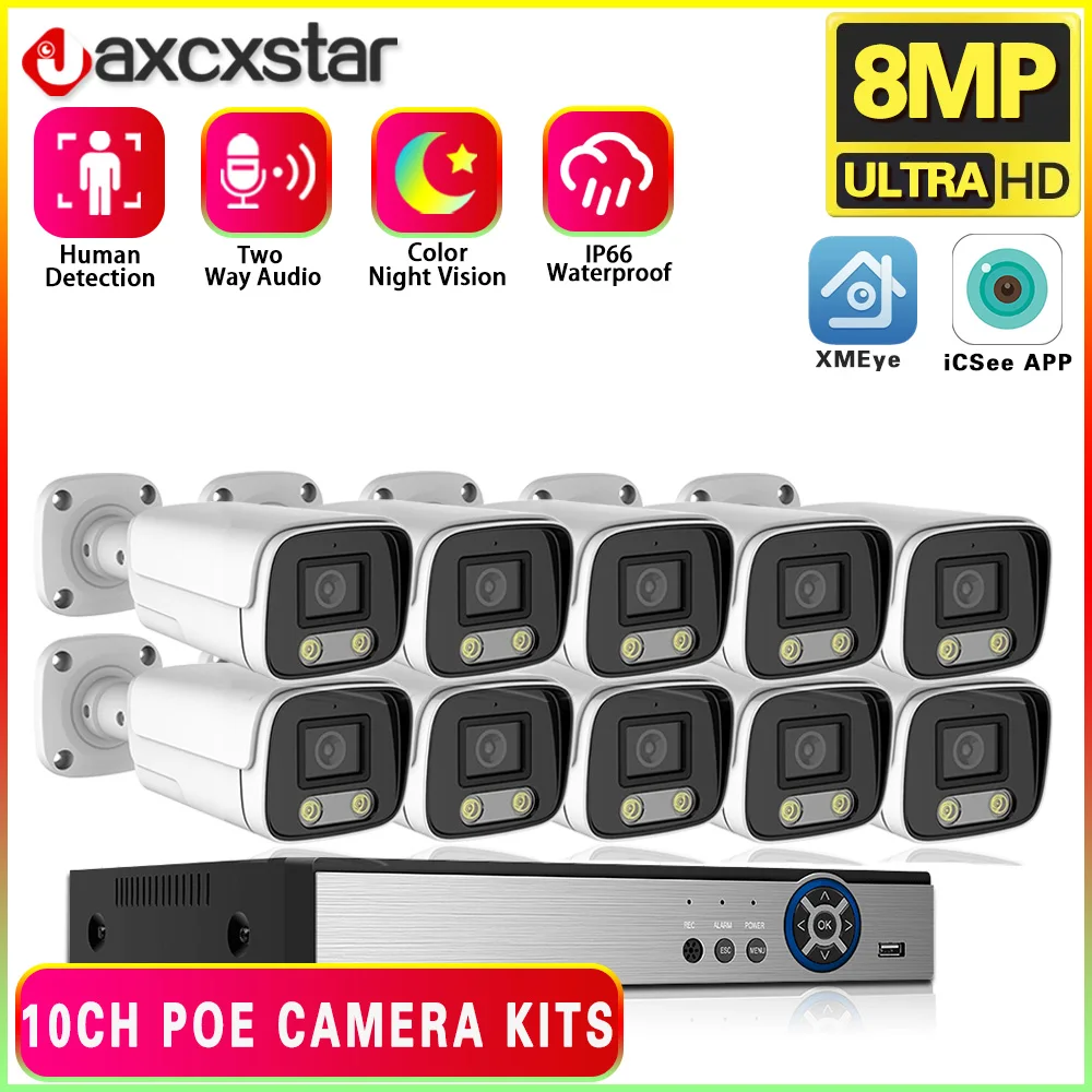 10CH 4K POE NVR Security System Color Night Vision 8MP Indoor Home CCTV Bullet Camera Set Video security protection cctv Cam
10CH 4K POE NVR Security System Color Night Vision 8MP Indoor Home CCTV Bullet Camera Set Video security protection cctv Cam
