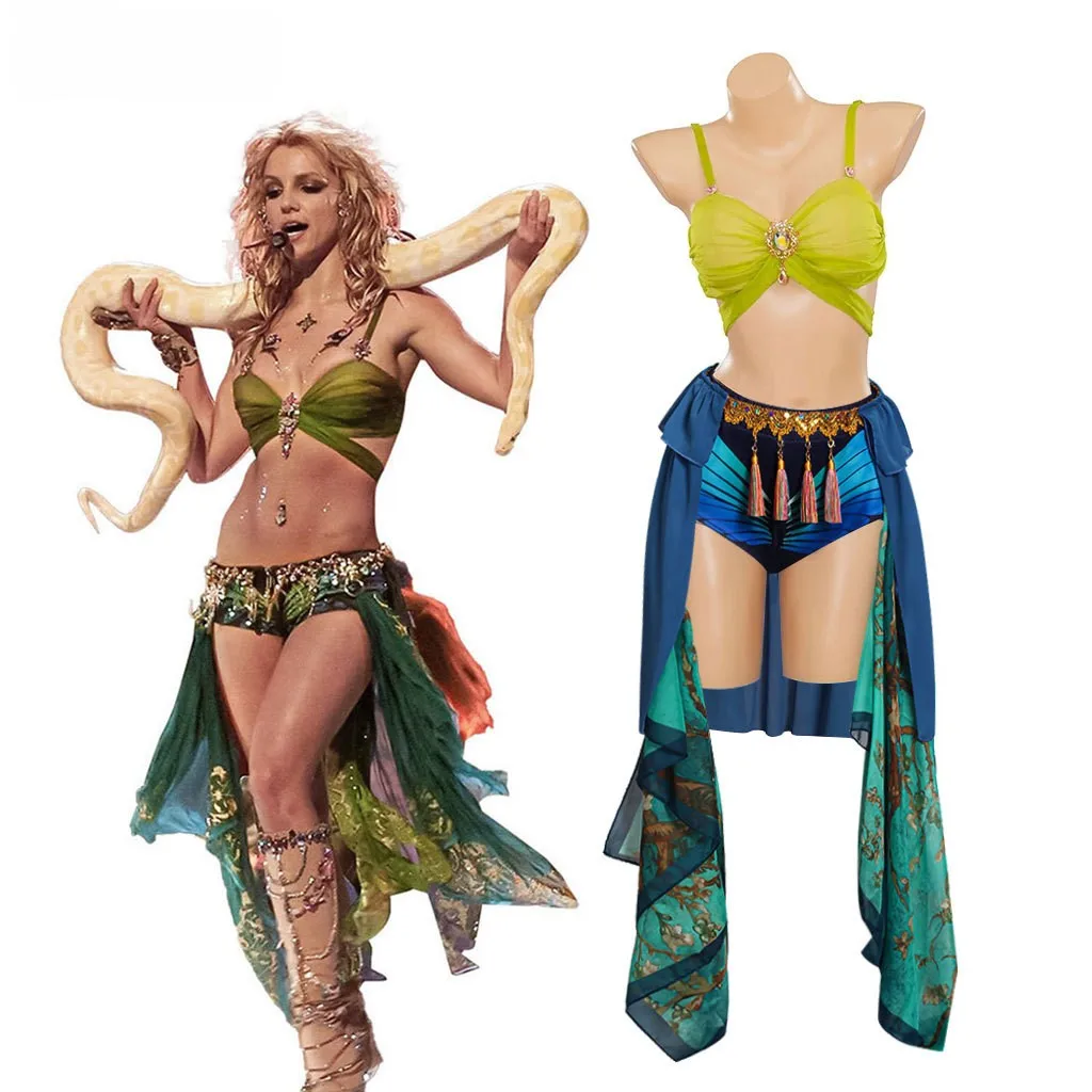 Britney Spears Cosplay Stage Performance Costume Halloween Dance with Snake Small Sweetie Performance Outfit
Britney Spears Cosplay Stage Performance Costume Halloween Dance with Snake Small Sweetie Performance Outfit