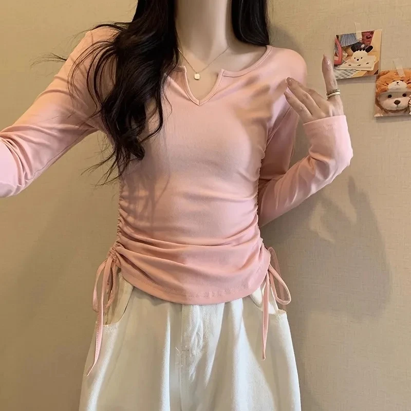 Autumn Winter Long Sleeve T-Shirt Tops Women Irregular Drawstring Slim Inner Bottom Shirt Soft Simple Peplum
Autumn Winter Long Sleeve T-Shirt Tops Women Irregular Drawstring Slim Inner Bottom Shirt Soft Simple Peplum