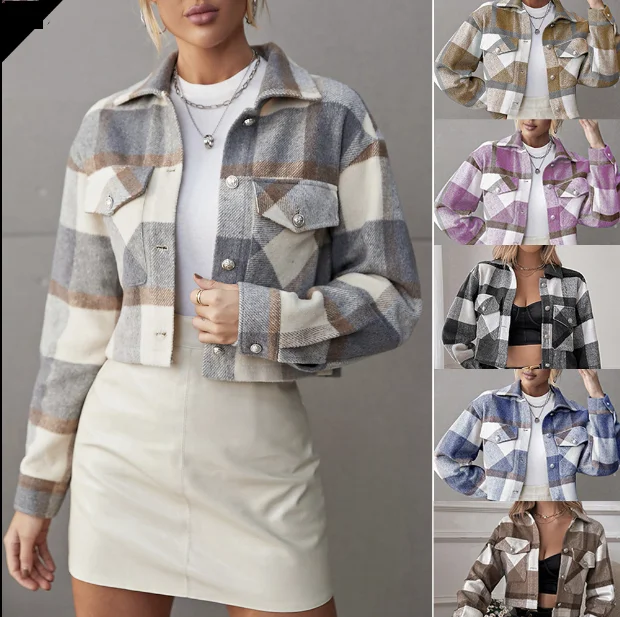 Women's Single-Breasted Lapel irt Temperament Commuter Plaid Long Sve Outerwear Autumn Winter Faion Casual Top
Women's Single-Breasted Lapel irt Temperament Commuter Plaid Long Sve Outerwear Autumn Winter Faion Casual Top