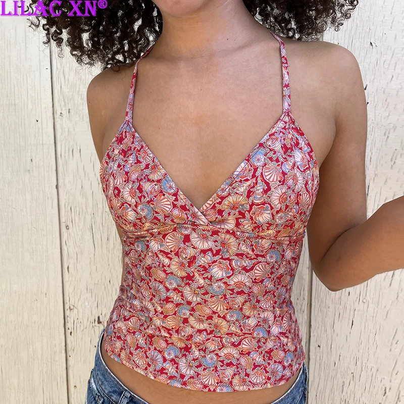 Lilac XN Y2K Red Floral Print Halter Crop Top Sexy V-Neck Backless Camisole Tank Tops Women Summer Tees Vest Fashion Basic Top
Lilac XN Y2K Red Floral Print Halter Crop Top Sexy V-Neck Backless Camisole Tank Tops Women Summer Tees Vest Fashion Basic Top