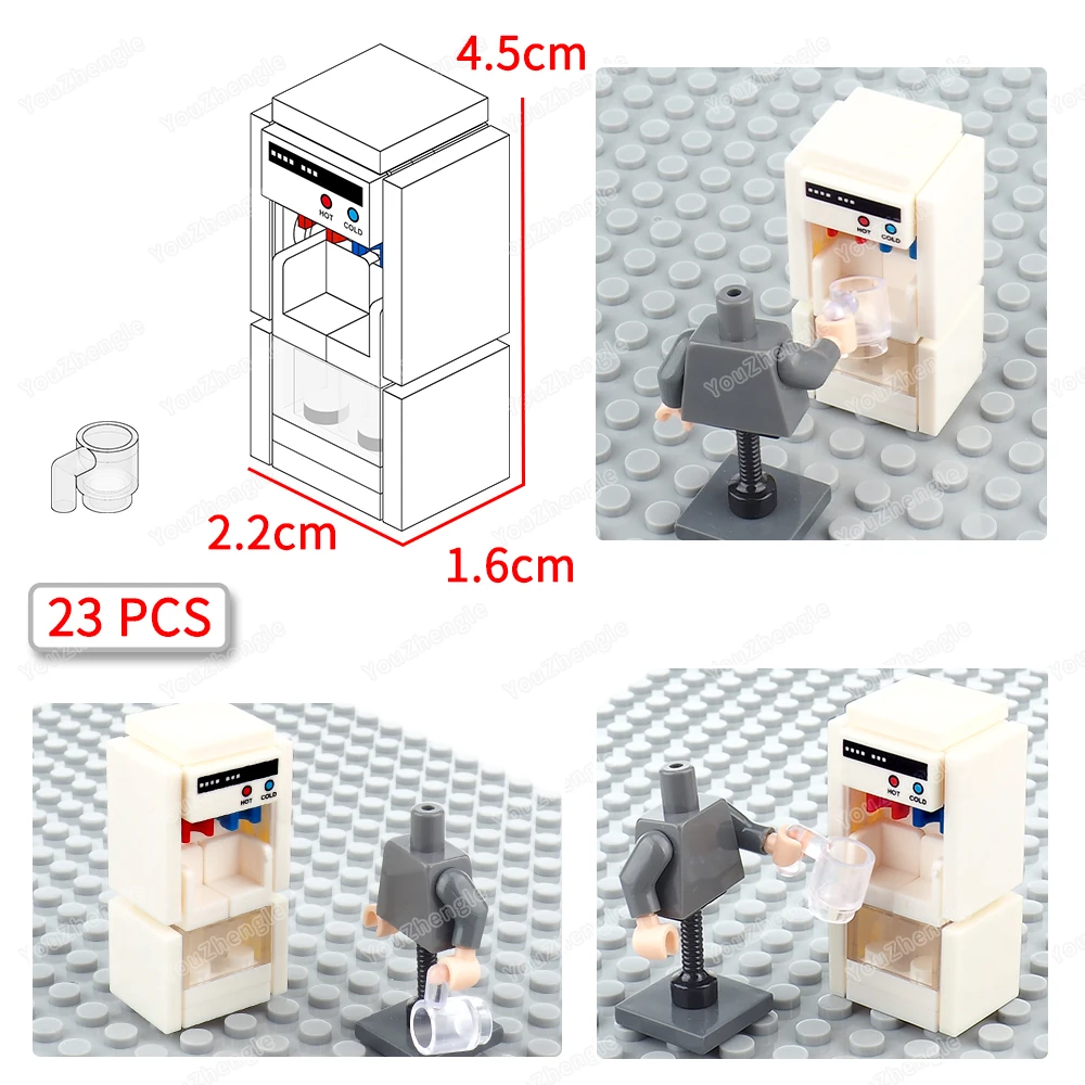 Smart Hot and Cold Water Dispenser Building Block Model Assembly MOC Figures Water Cup Drinking Equipment Matching Scene Boy Toy
Smart Hot and Cold Water Dispenser Building Block Model Assembly MOC Figures Water Cup Drinking Equipment Matching Scene Boy Toy