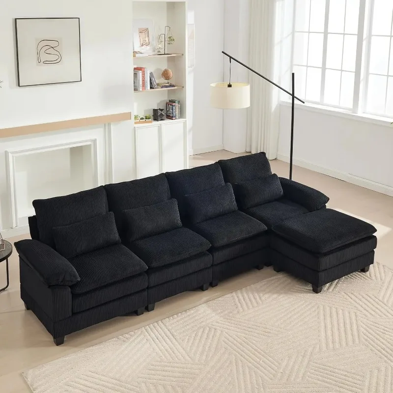 L Shaped Modular Sectional Sofa Cloud Couch, 4 Seat Corduroy Couch with Movable Ottoman Sectional Couches for, Customized
L Shaped Modular Sectional Sofa Cloud Couch, 4 Seat Corduroy Couch with Movable Ottoman Sectional Couches for, Customized