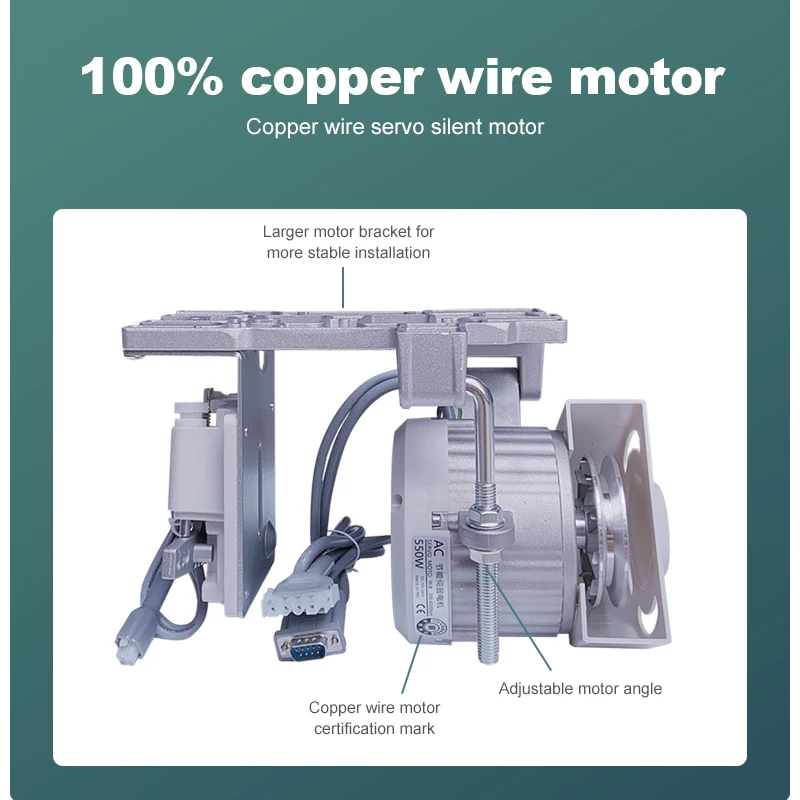 Servo Motor Mute Electronic Energy Saving Brushless Motor for Flatbed Double Needle Sewing Machine 650W Sewing Machine
Servo Motor Mute Electronic Energy Saving Brushless Motor for Flatbed Double Needle Sewing Machine 650W Sewing Machine