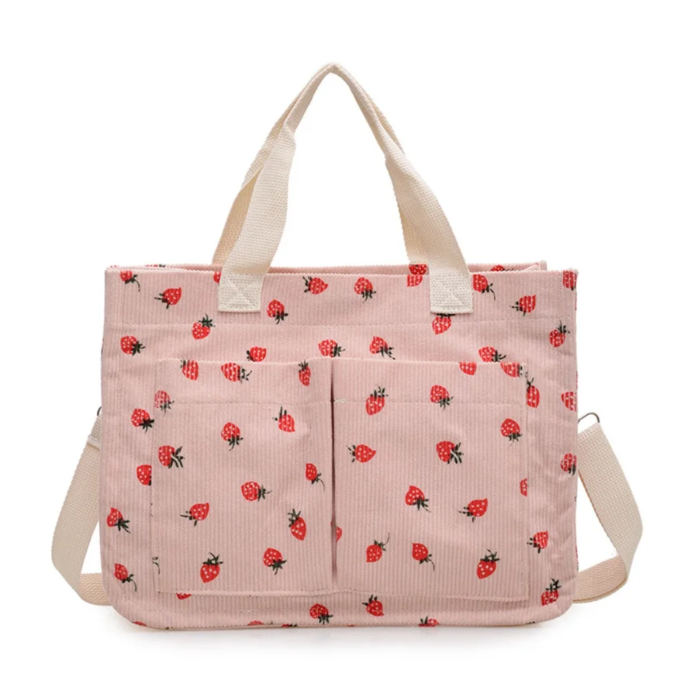 Fashion Large Capacity Bow Tote Bag Cute Printied Corduroy Handbag Strawberry Korean Style Women Shoulder Bag Streetwear
Fashion Large Capacity Bow Tote Bag Cute Printied Corduroy Handbag Strawberry Korean Style Women Shoulder Bag Streetwear