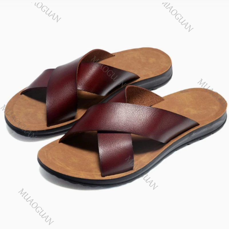 2026 Leather Men's Slippers Fashion Classic Roman Open-toed Beach Sandals Male Casual Non-Slip Soft Soled Lightweight Flat Shoes
2026 Leather Men's Slippers Fashion Classic Roman Open-toed Beach Sandals Male Casual Non-Slip Soft Soled Lightweight Flat Shoes