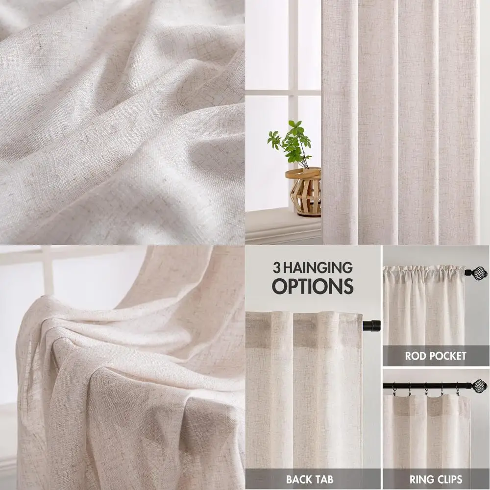 Soft Linen Curtains, 104 Length, 2-Panel Set for Home, Semi-Sheer Light Filtering, Back Tab Design
Soft Linen Curtains, 104 Length, 2-Panel Set for Home, Semi-Sheer Light Filtering, Back Tab Design