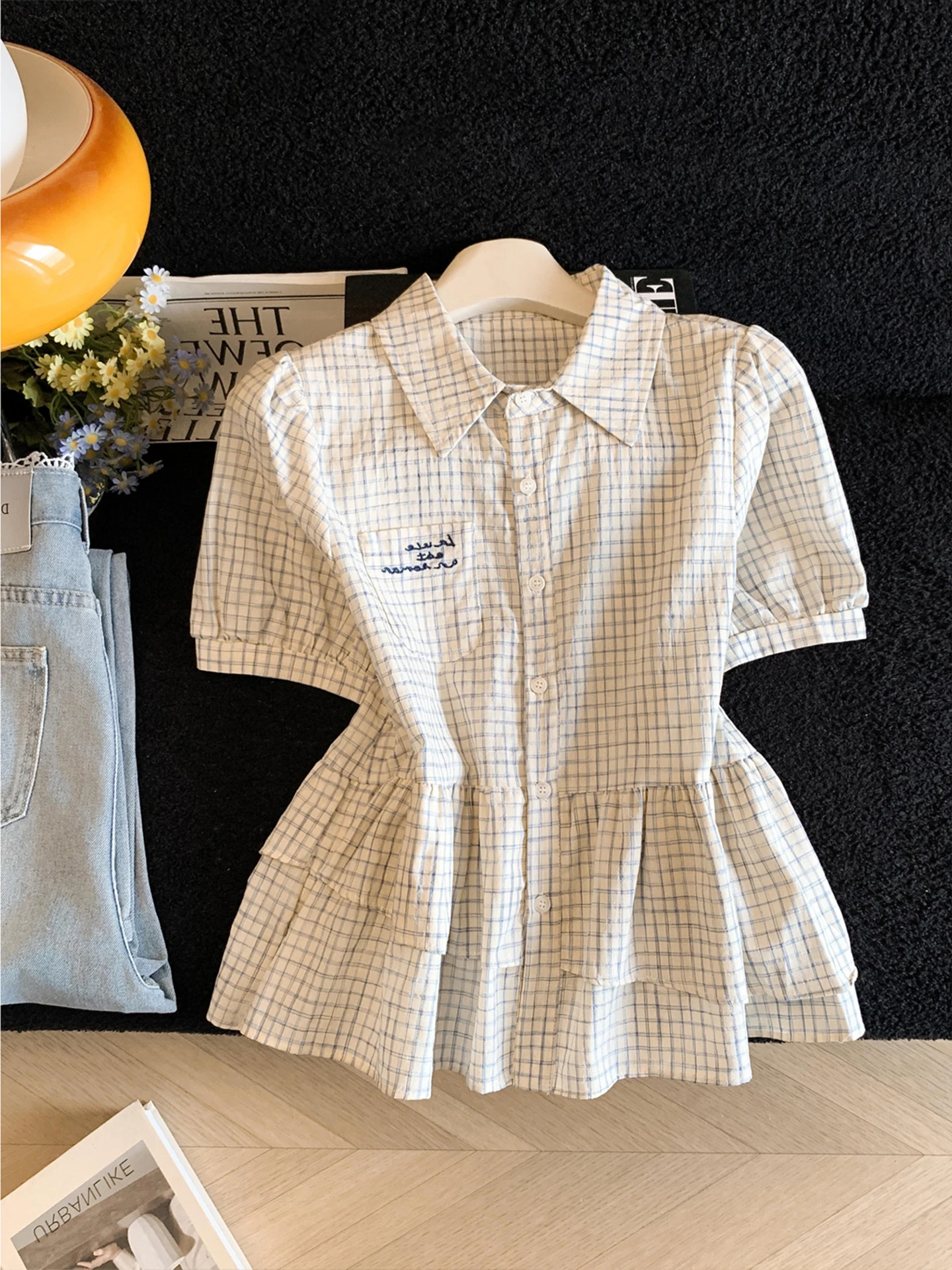 Short Sleeve Collar Shirt Korean Style Bamboo Cotton Polyester Blend Women's Summer Fashionable Plaid Shirt
Short Sleeve Collar Shirt Korean Style Bamboo Cotton Polyester Blend Women's Summer Fashionable Plaid Shirt