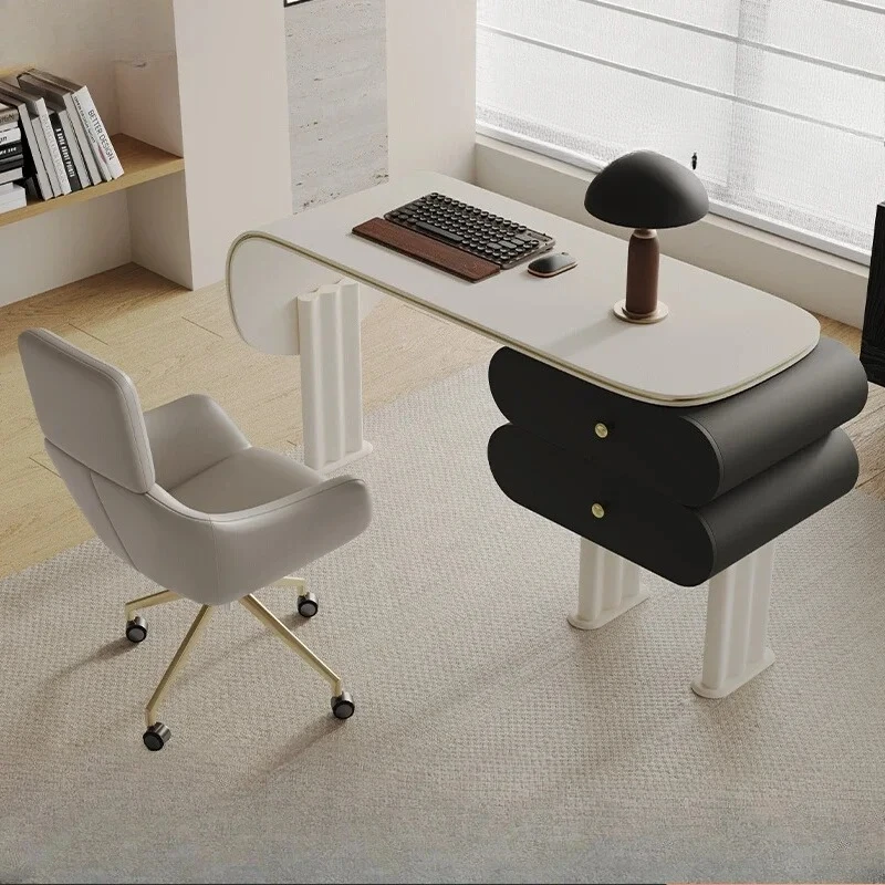 a Modern minimalist desk light luxury study home office table and chair high-end saddle leather writing desk computer desk
a Modern minimalist desk light luxury study home office table and chair high-end saddle leather writing desk computer desk