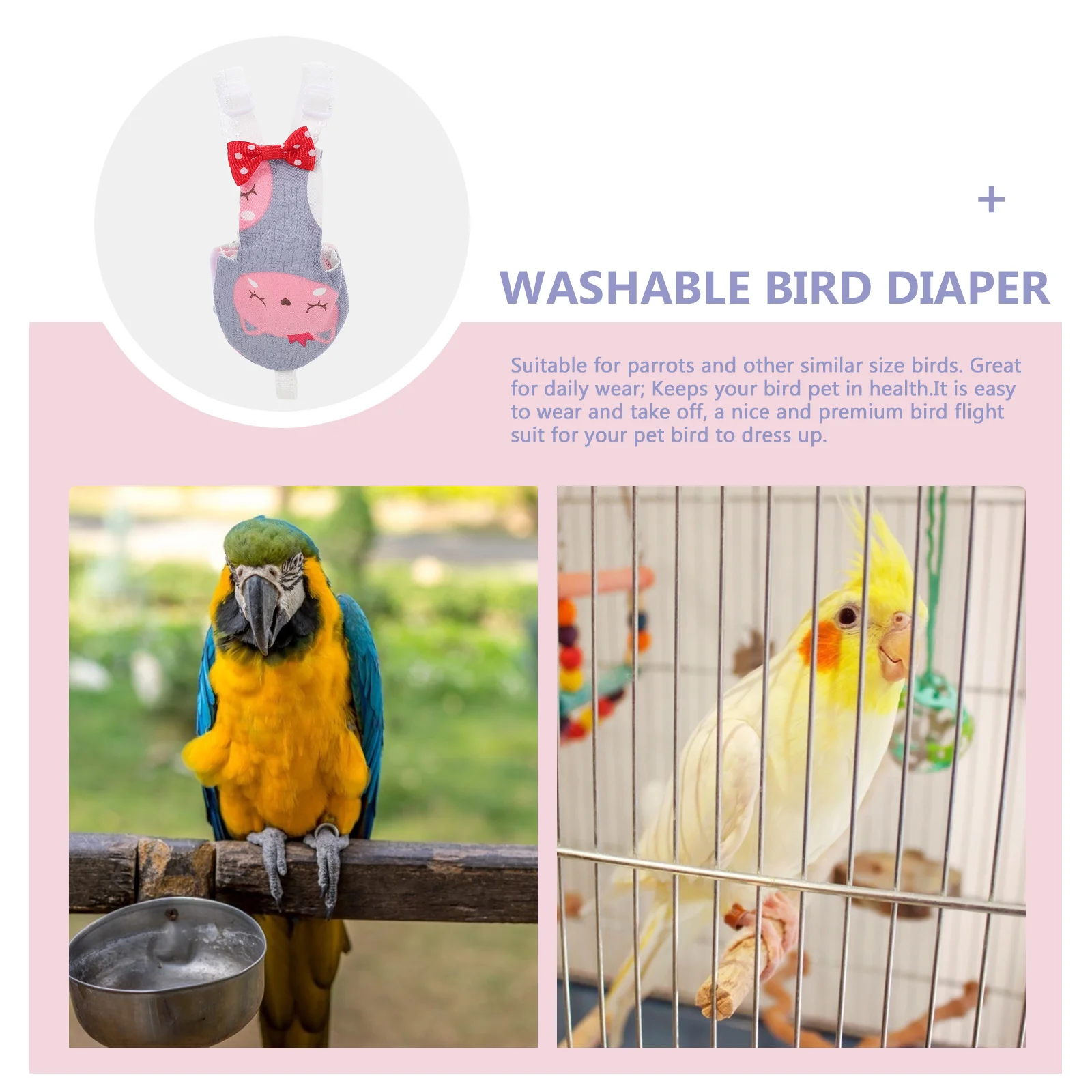 Parrot Clothes Bird Diaper Reusable Washable Flight Suit for Parrots Lightweight Comfortable Grey M Cotton Material Decorative
Parrot Clothes Bird Diaper Reusable Washable Flight Suit for Parrots Lightweight Comfortable Grey M Cotton Material Decorative