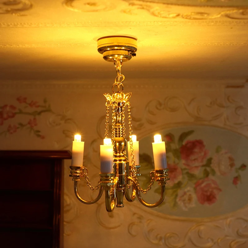 1:12 Dollhouse Miniature Lamp LED Ceiling Lamp Vintage Gold Chandelier Droplight Lighting Furniture Model DIY Dolls Home Decor
1:12 Dollhouse Miniature Lamp LED Ceiling Lamp Vintage Gold Chandelier Droplight Lighting Furniture Model DIY Dolls Home Decor
