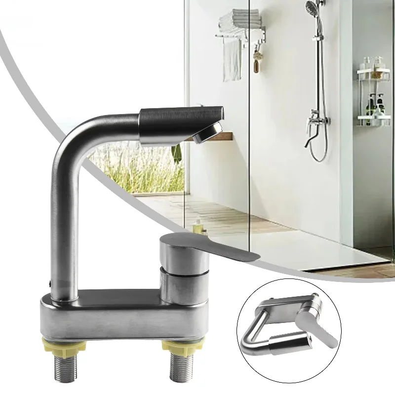 Stainless Steel 2-Hole Deck Mount Faucet - Single Handle Hot and Cold Water Mixer Tap for Kitchen Sink or Bathroom Basin
Stainless Steel 2-Hole Deck Mount Faucet - Single Handle Hot and Cold Water Mixer Tap for Kitchen Sink or Bathroom Basin