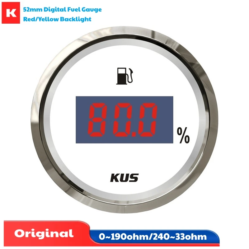 KUS 0-100% Digital Fuel Gauges 52mm 240-33ohm Input Signal Fuel Level Meters 0-190ohm European Standard Instrument for Car Ships
KUS 0-100% Digital Fuel Gauges 52mm 240-33ohm Input Signal Fuel Level Meters 0-190ohm European Standard Instrument for Car Ships