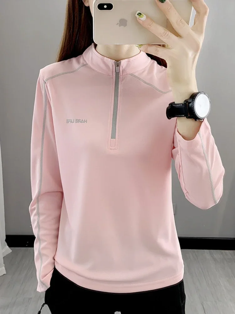 2025 Spring Autumn Women Clothing Sports T-Shirt Half-Open Zipper Stand-Up Collar Outdoor Quick-Drying Casual Long Sleeve Top
2025 Spring Autumn Women Clothing Sports T-Shirt Half-Open Zipper Stand-Up Collar Outdoor Quick-Drying Casual Long Sleeve Top