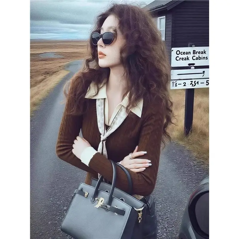 Женская одежда, осенне-зимняя модная простая универсальная модная вязаная одежда с воротником-поло, женский тренд, тонкие пуловеры для
Женская одежда, осенне-зимняя модная простая универсальная модная вязаная одежда с воротником-поло, женский тренд, тонкие пуловеры для