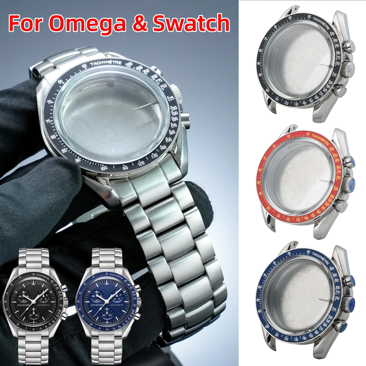 For OMEGA X SWATCH MoonSwatch 42mm, Stainless Steel Watch Case Set with Glass, Bezel, Back Cover, Replacement Watch Accessories
For OMEGA X SWATCH MoonSwatch 42mm, Stainless Steel Watch Case Set with Glass, Bezel, Back Cover, Replacement Watch Accessories