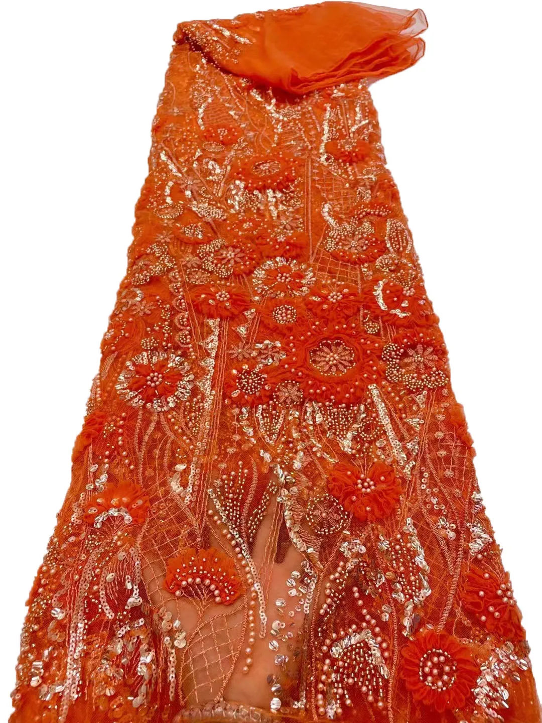 New three-dimensional flower nail bead bead embroidery lace, high-end European and American cheongsam evening gown
New three-dimensional flower nail bead bead embroidery lace, high-end European and American cheongsam evening gown