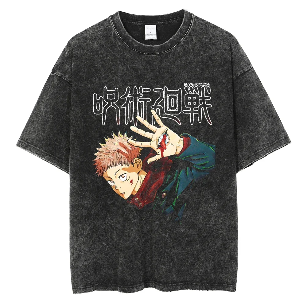 Men Hip Hop Streetwear T Shirt Retro Vintage Washed T-shirt Harajuku Japanese Anime Jujutsu Kaisen Graphic Cotton Tops Tee Black
Men Hip Hop Streetwear T Shirt Retro Vintage Washed T-shirt Harajuku Japanese Anime Jujutsu Kaisen Graphic Cotton Tops Tee Black