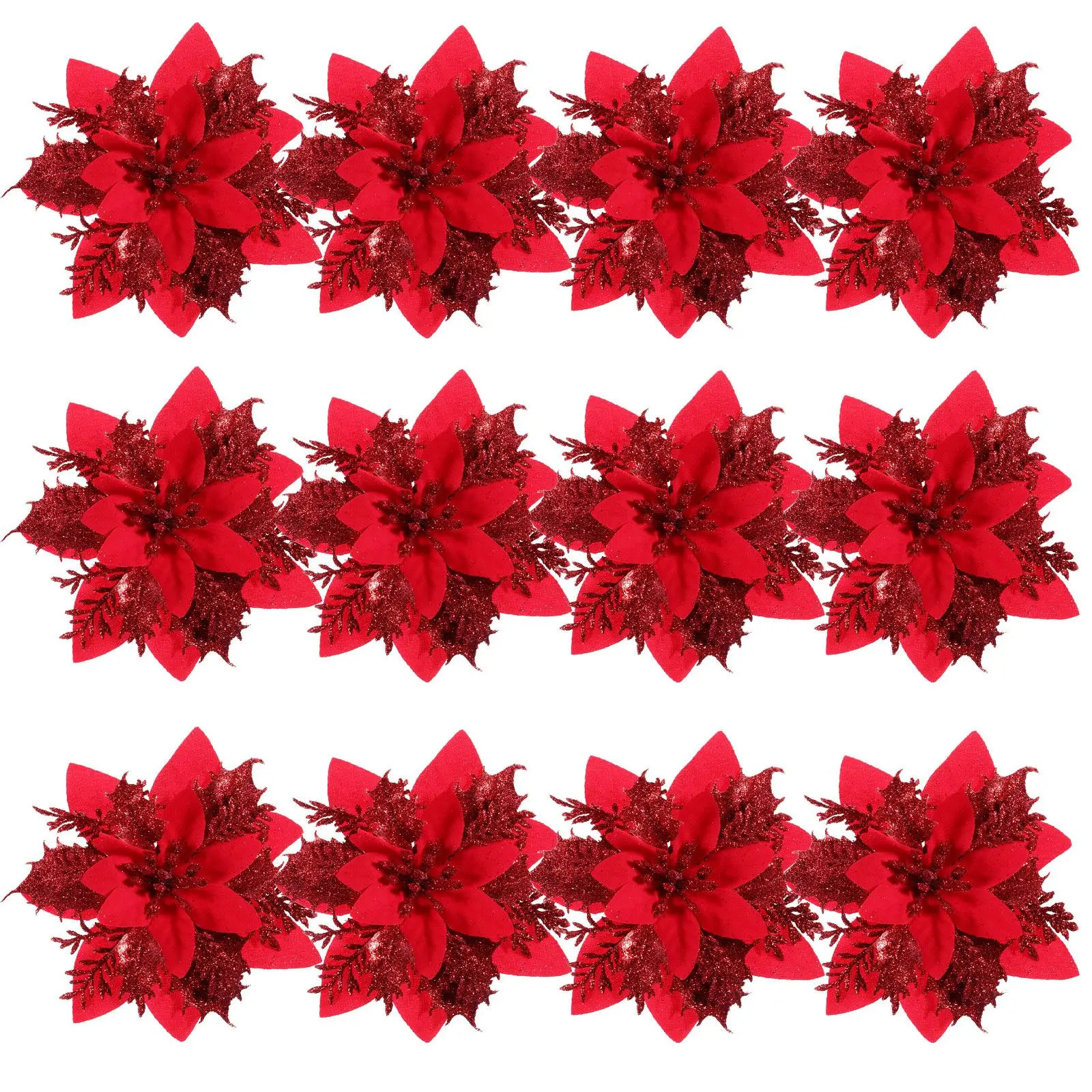 Christmas Decorations 12 Red Glitter Poinsettia Flowers Faux Christmas Tree Ornaments Garland Decor Craft Party Supplies
Christmas Decorations 12 Red Glitter Poinsettia Flowers Faux Christmas Tree Ornaments Garland Decor Craft Party Supplies