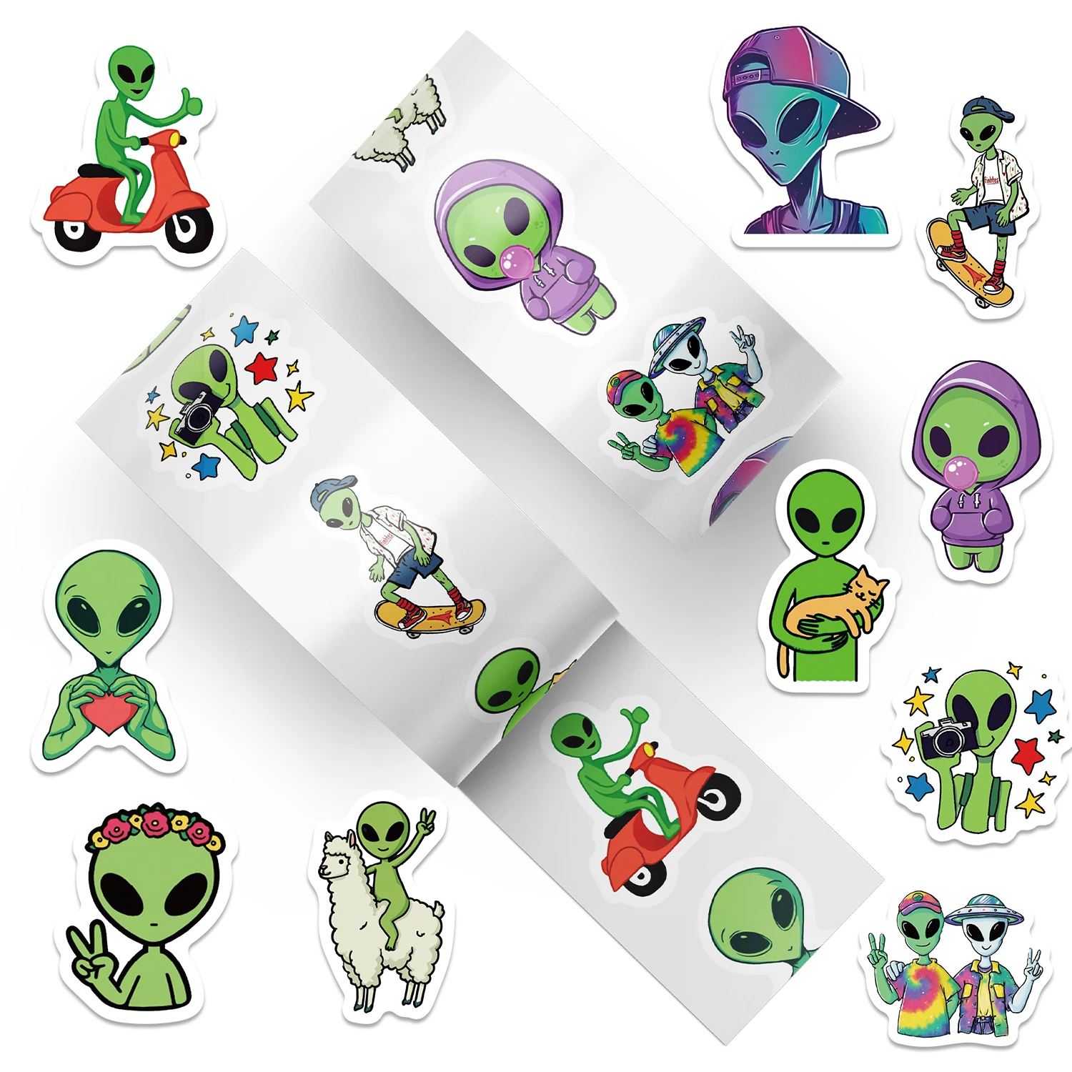 500pcs Cartoon Alien Roll Stickers For Scrapbooking Phone Luggage Laptop Helmet Waterproof Decals Funny Cool Decals
500pcs Cartoon Alien Roll Stickers For Scrapbooking Phone Luggage Laptop Helmet Waterproof Decals Funny Cool Decals