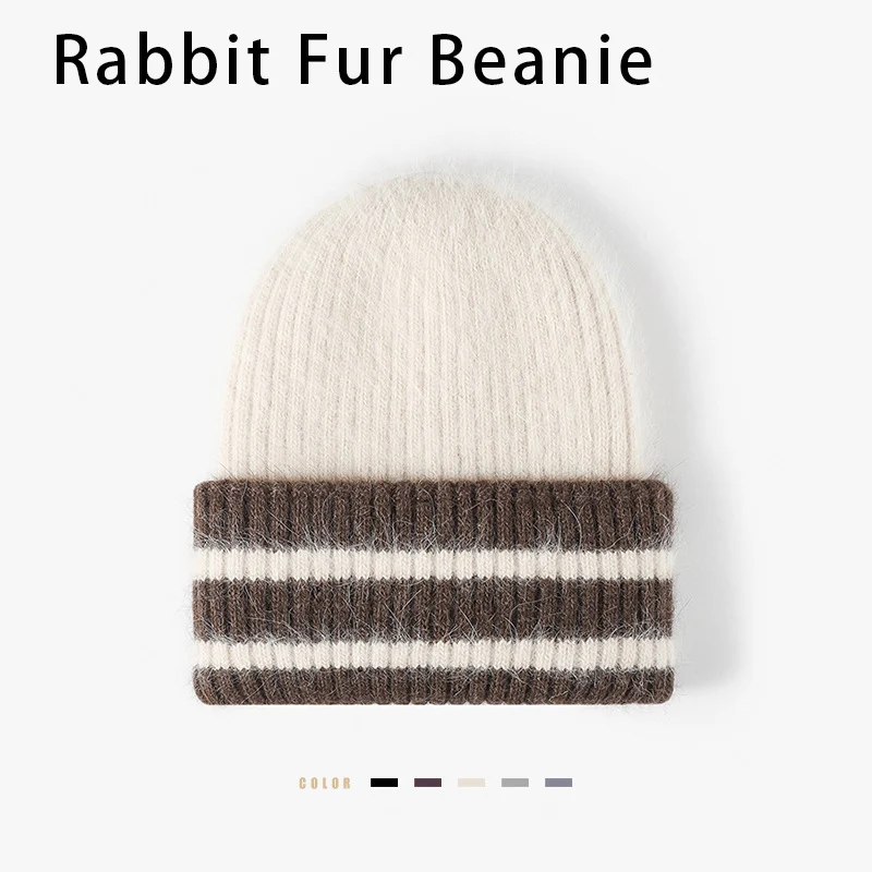 Winter Premium Rabbit Hair Velvet Touch Color Block Beanie Hat For Women Fashion Knit Hat Ethical Faux Fur Cuffed Skull Cap
Winter Premium Rabbit Hair Velvet Touch Color Block Beanie Hat For Women Fashion Knit Hat Ethical Faux Fur Cuffed Skull Cap