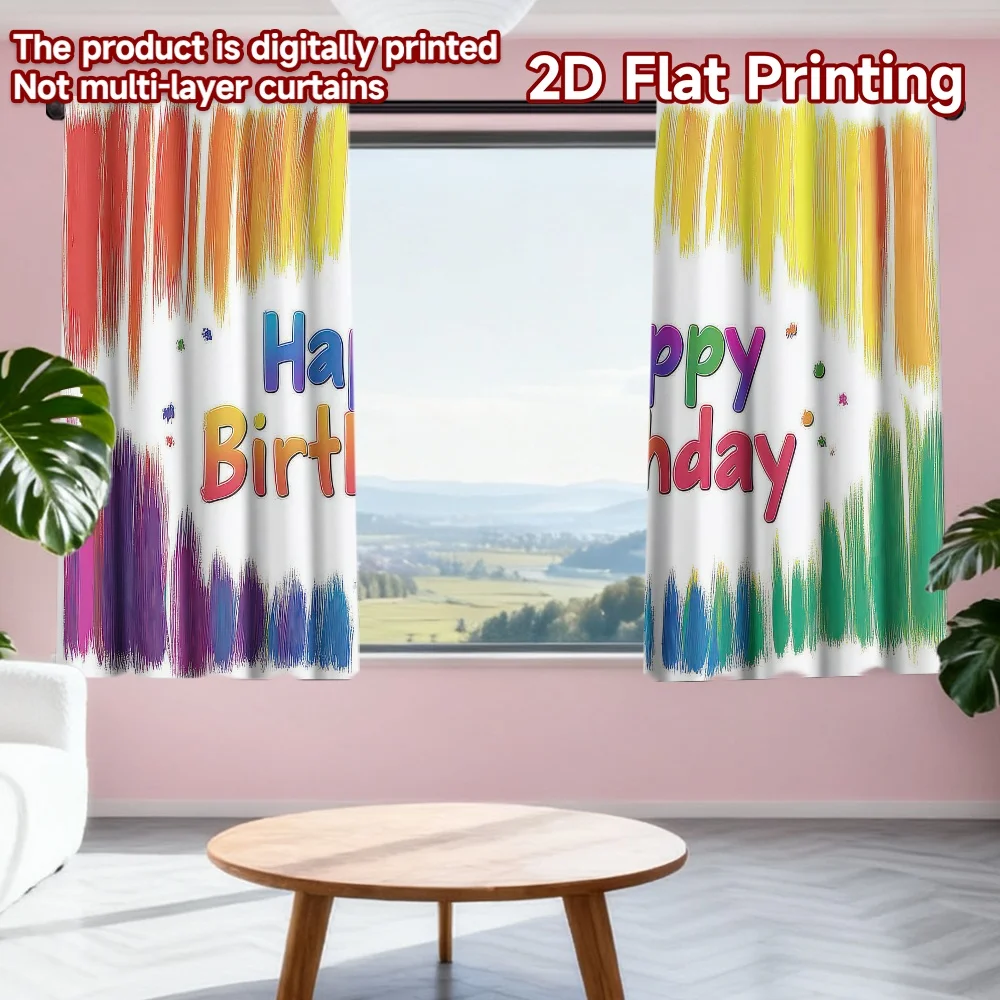 2D flat printing 2pcs Party Curtain Birthday Rainbow Brushstrokes Digital Printed Polyester Drapes Holiday Decorations Perfect
2D flat printing 2pcs Party Curtain Birthday Rainbow Brushstrokes Digital Printed Polyester Drapes Holiday Decorations Perfect