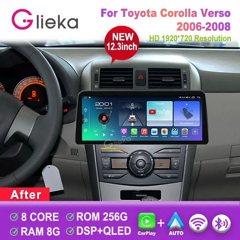 12.3 inch Carplay Screen Android For Toyota Corolla Verso 2006-2008 Car Radio Stereo Multimedia Player GPS Navigation Head Unit
12.3 inch Carplay Screen Android For Toyota Corolla Verso 2006-2008 Car Radio Stereo Multimedia Player GPS Navigation Head Unit