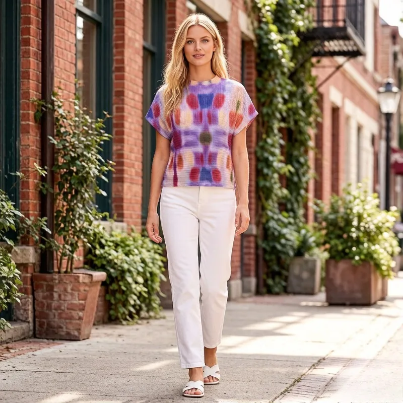 Miyake Pleated T-Shirt for Women, New Summer Fashion Printed Stand Collar Corn Grain Versatile Short Sleeve Top for Women Pleat
Miyake Pleated T-Shirt for Women, New Summer Fashion Printed Stand Collar Corn Grain Versatile Short Sleeve Top for Women Pleat