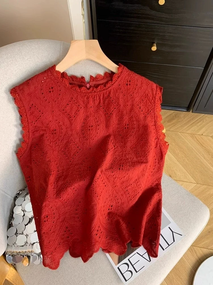Красный кружевной топ с вышивкой и вырезами для женщин, летний, больших размеров, красивый, уникальный, модный, для верхней части тела
Красный кружевной топ с вышивкой и вырезами для женщин, летний, больших размеров, красивый, уникальный, модный, для верхней части тела