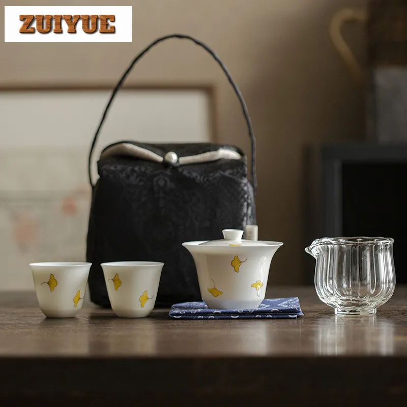 Hand-painted Ginkgo Cover Bowl Set Outdoor Portable Cotton Bag Tea Set Traditional 1 Bowl 2 Cups Tea Maker Handbag Decoration
Hand-painted Ginkgo Cover Bowl Set Outdoor Portable Cotton Bag Tea Set Traditional 1 Bowl 2 Cups Tea Maker Handbag Decoration