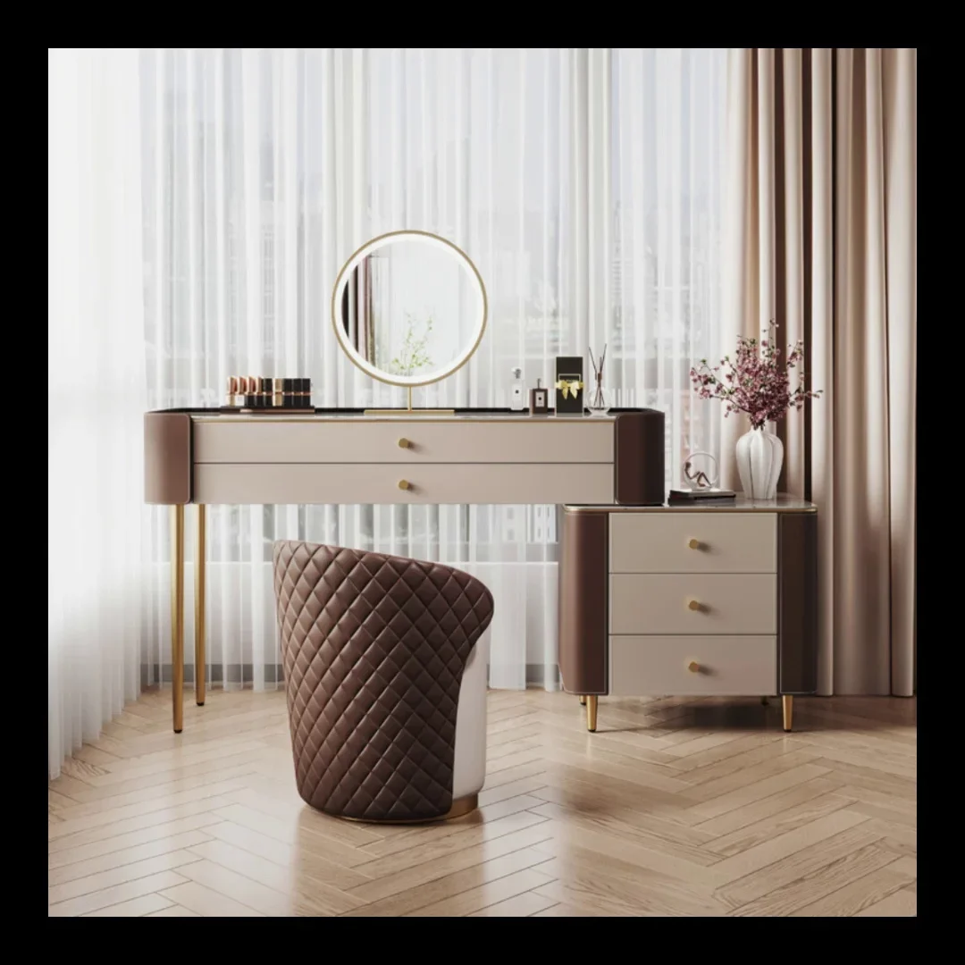 Luxury dresser storage cabinet integrated bedroom modern minimalist designer saddle rock high-end makeup table
Luxury dresser storage cabinet integrated bedroom modern minimalist designer saddle rock high-end makeup table