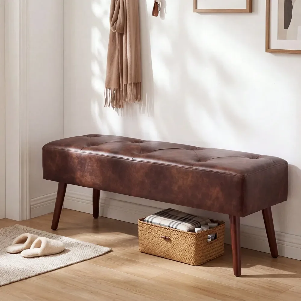 45 Button Tufted Ottoman Bench Modern PU Leather End Of Bed Bench Luxurious holstered Bedroom Bench With Tapered Wooden Legs
45 Button Tufted Ottoman Bench Modern PU Leather End Of Bed Bench Luxurious holstered Bedroom Bench With Tapered Wooden Legs