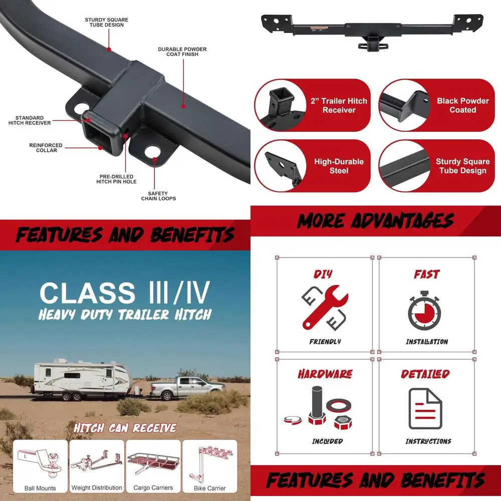 Class 3 Trailer Hitch Standard 2-Inch Receiver, Compatible with 2014-2025 Ram ProMaster 1500, 2500, 3500, Multi-Fit Hitch to Rec
Class 3 Trailer Hitch Standard 2-Inch Receiver, Compatible with 2014-2025 Ram ProMaster 1500, 2500, 3500, Multi-Fit Hitch to Rec