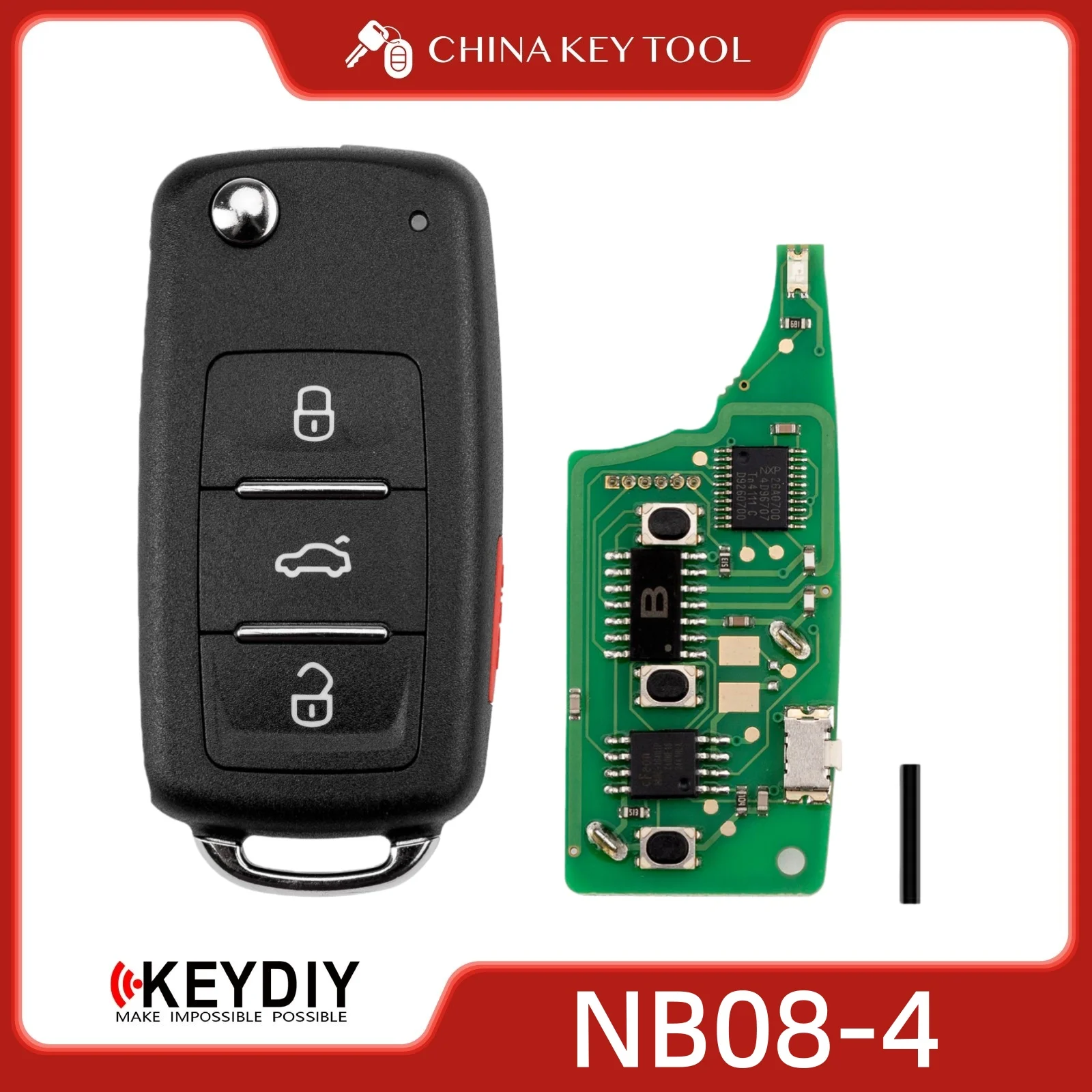 Универсальный выкидной ключ-пульт KEYDIY KD NB08-4 серии NB с 3+1 кнопками, совместимый с автомобилями Volkswagen
Универсальный выкидной ключ-пульт KEYDIY KD NB08-4 серии NB с 3+1 кнопками, совместимый с автомобилями Volkswagen