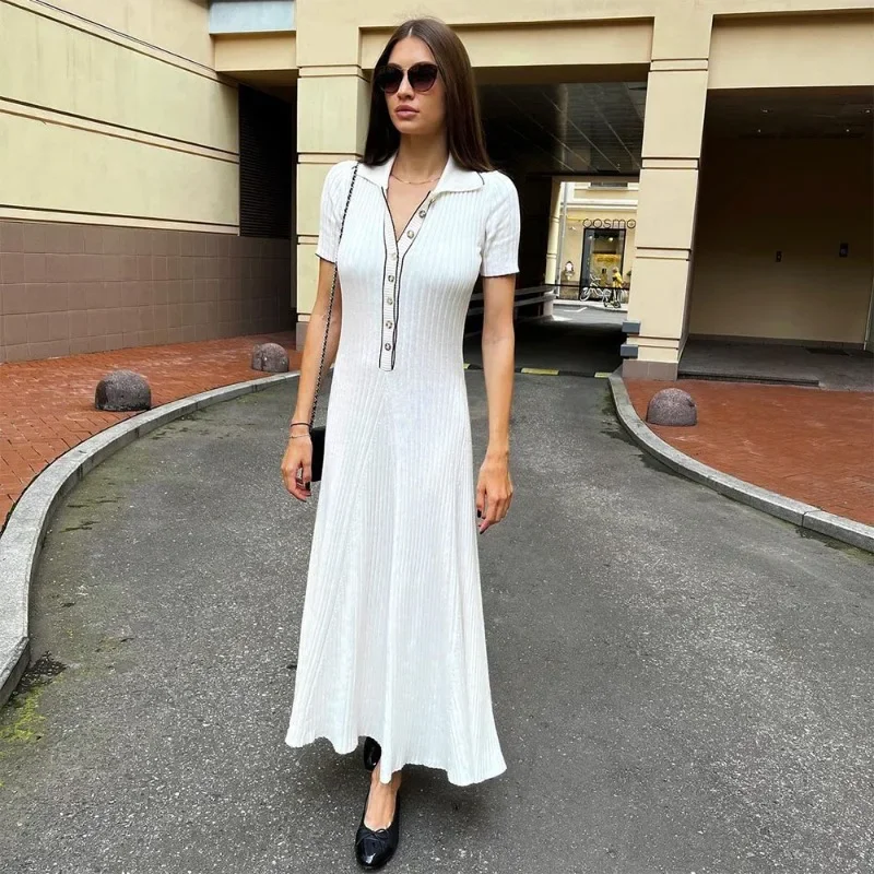 Trendix Elegant Knit Dress For Women Fashion Short Sleeve Patchwork Long Dresses Femme High Street Vintage Knitted Evening Dress
Trendix Elegant Knit Dress For Women Fashion Short Sleeve Patchwork Long Dresses Femme High Street Vintage Knitted Evening Dress