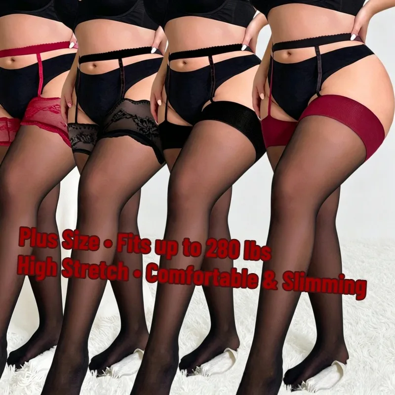 Plus Size Sheer Garter Stockings, High Stretch Thigh High Stockings, Comfortable Slimming for Lingerie Party, Fits Up To 280 Lbs
Plus Size Sheer Garter Stockings, High Stretch Thigh High Stockings, Comfortable Slimming for Lingerie Party, Fits Up To 280 Lbs