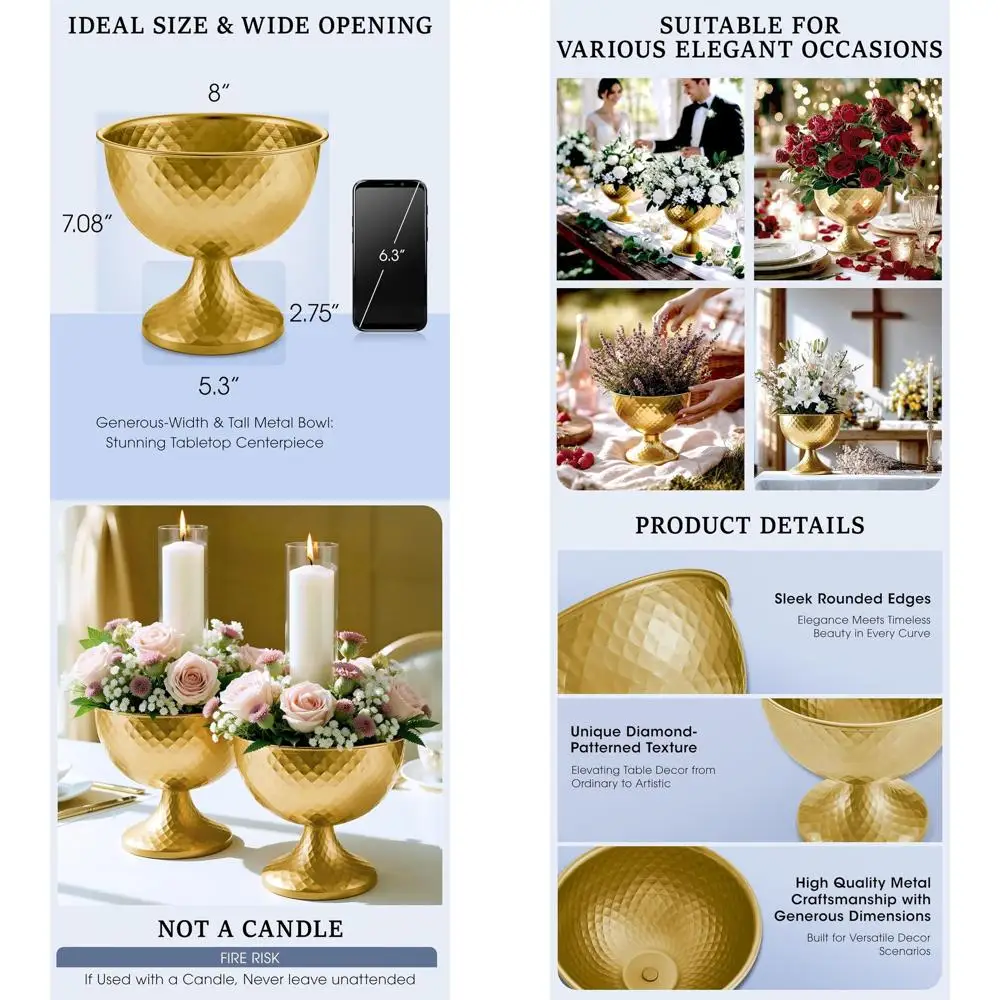 Набор из 10 декоративных чаш под старину с эффектом состаренной золотой отделки, 21 см в диаметре x 18,5 см в высоту, идеально подходят для винтажных свадебных композиций и элегантных мероприятий
Набор из 10 декоративных чаш под старину с эффектом состаренной золотой отделки, 21 см в диаметре x 18,5 см в высоту, идеально подходят для винтажных свадебных композиций и элегантных мероприятий