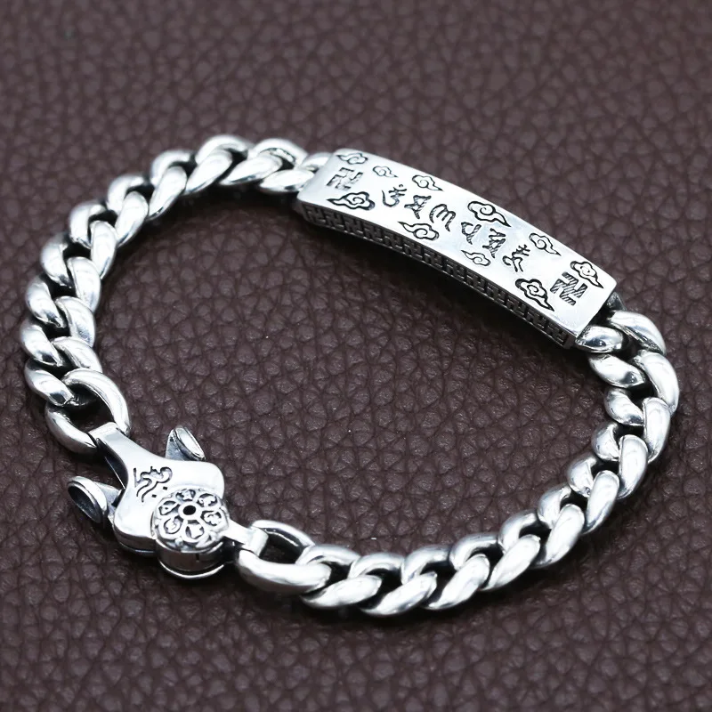 Wholesale S925 Sterling Silver Fashion Trend Bracelet Men's Personality Om Mani Padme Hum Versatile Hip-Hop Gift For Boyfriend
Wholesale S925 Sterling Silver Fashion Trend Bracelet Men's Personality Om Mani Padme Hum Versatile Hip-Hop Gift For Boyfriend