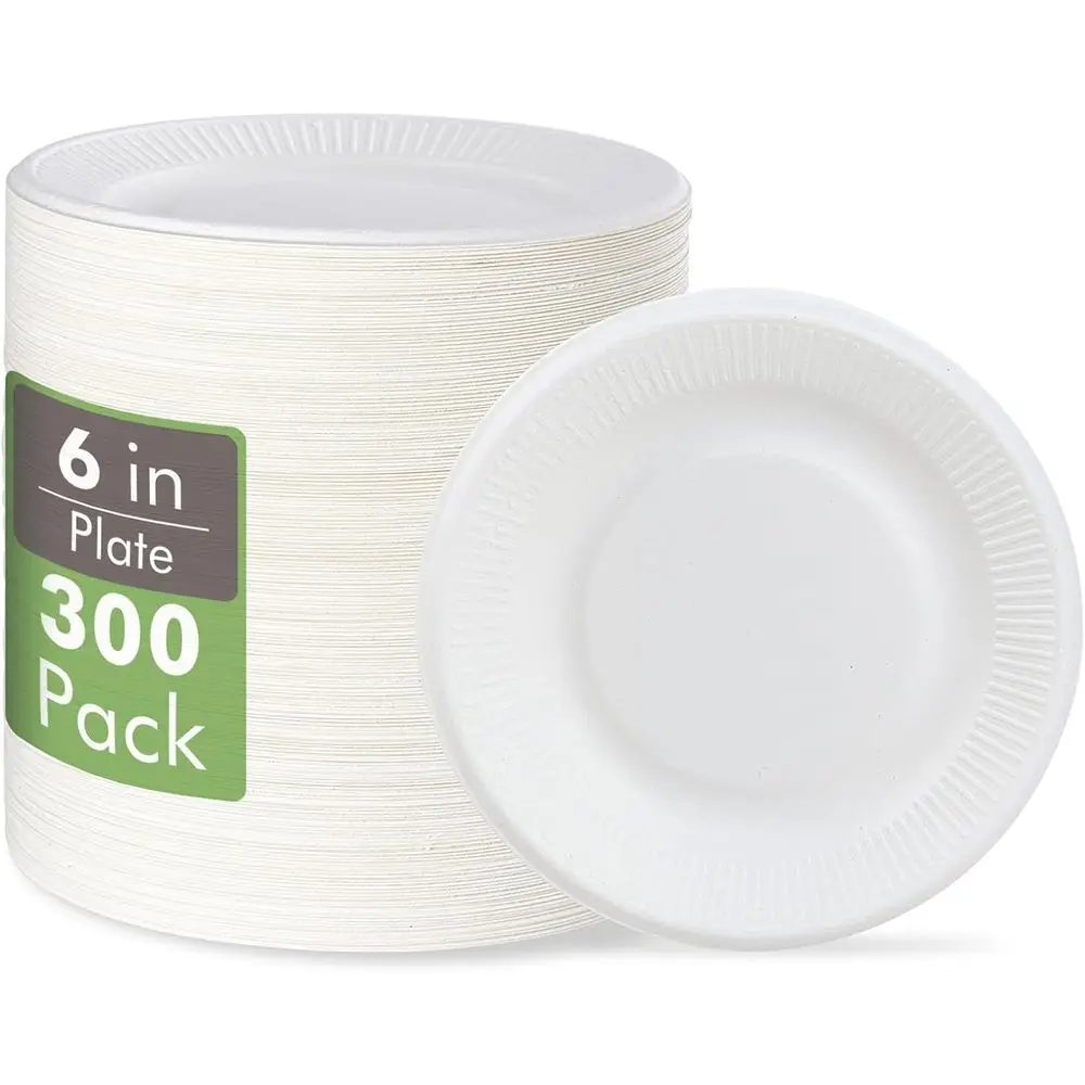300 Pack 6 Inch Eco-Friendly Compostable Paper Plates, Sugar Cane Fiber, Ideal for Snacks, Sandwiches, and Cakes
300 Pack 6 Inch Eco-Friendly Compostable Paper Plates, Sugar Cane Fiber, Ideal for Snacks, Sandwiches, and Cakes
