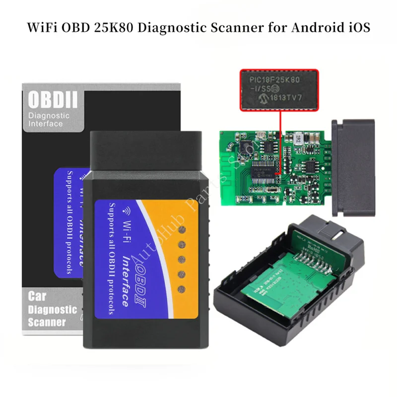 Диагностический сканер WiFi OBD 25K80 для Android iOS
Диагностический сканер WiFi OBD 25K80 для Android iOS