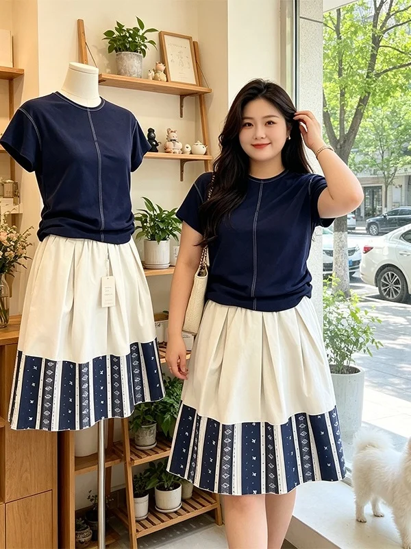 Summer New Style plus Size Fashion Set High Waist Asymmetrical Skirt Color Block Top Slimming Effect Women's Clothing
Summer New Style plus Size Fashion Set High Waist Asymmetrical Skirt Color Block Top Slimming Effect Women's Clothing