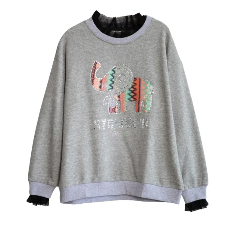 Embroidery Elephant Sweatshirts Women Full Sleeve Grey Sweatshirt Women Casual GrayTop
Embroidery Elephant Sweatshirts Women Full Sleeve Grey Sweatshirt Women Casual GrayTop