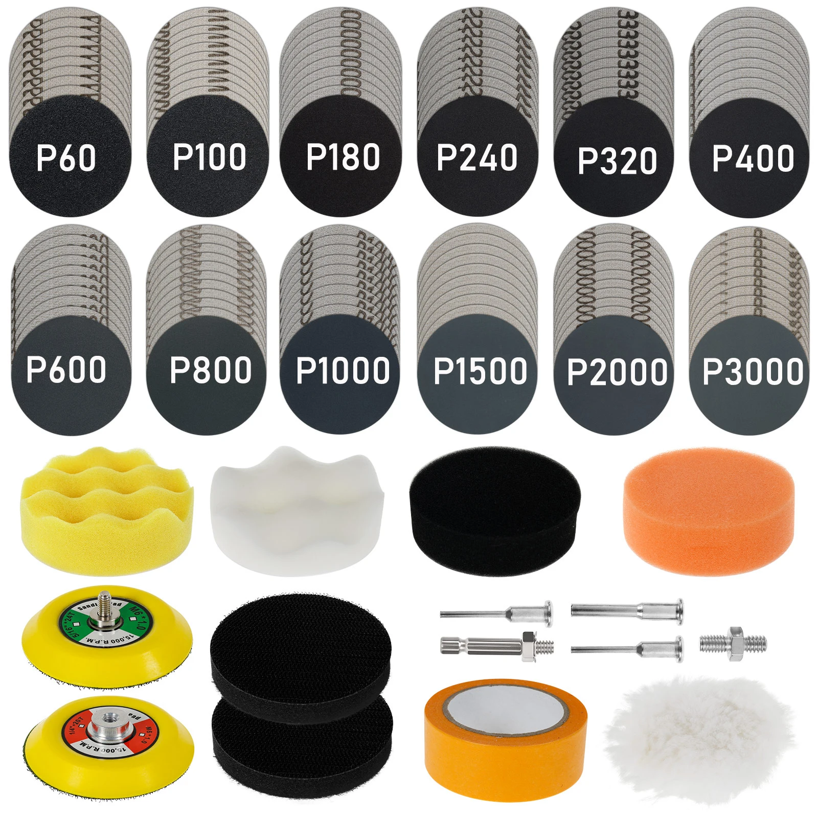 135Pcs Sanding Discs Pad Kit 3inch 75 mm Hook and Loop Sanding Pads 60 to 3000 Grit Wet Sandpaper Headlight Restoration Kit Poli
135Pcs Sanding Discs Pad Kit 3inch 75 mm Hook and Loop Sanding Pads 60 to 3000 Grit Wet Sandpaper Headlight Restoration Kit Poli