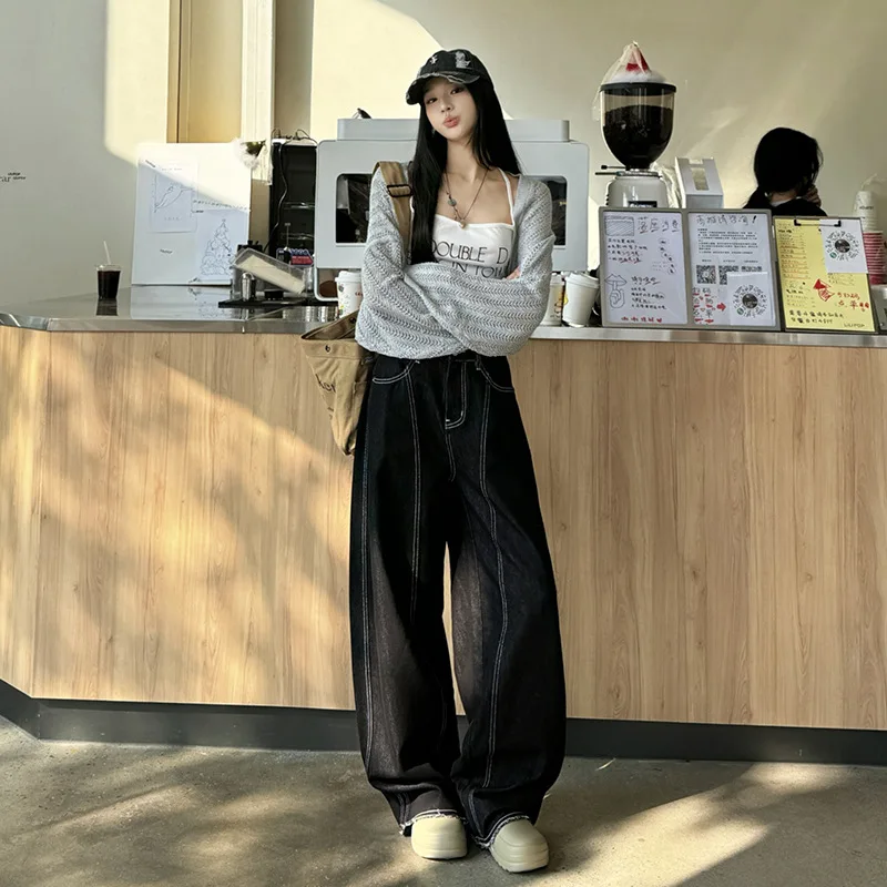 American Retro Black Scythe Jeans for Women, Spring and Autumn New High-Waisted Design Loose Wide-Leg Pants
American Retro Black Scythe Jeans for Women, Spring and Autumn New High-Waisted Design Loose Wide-Leg Pants