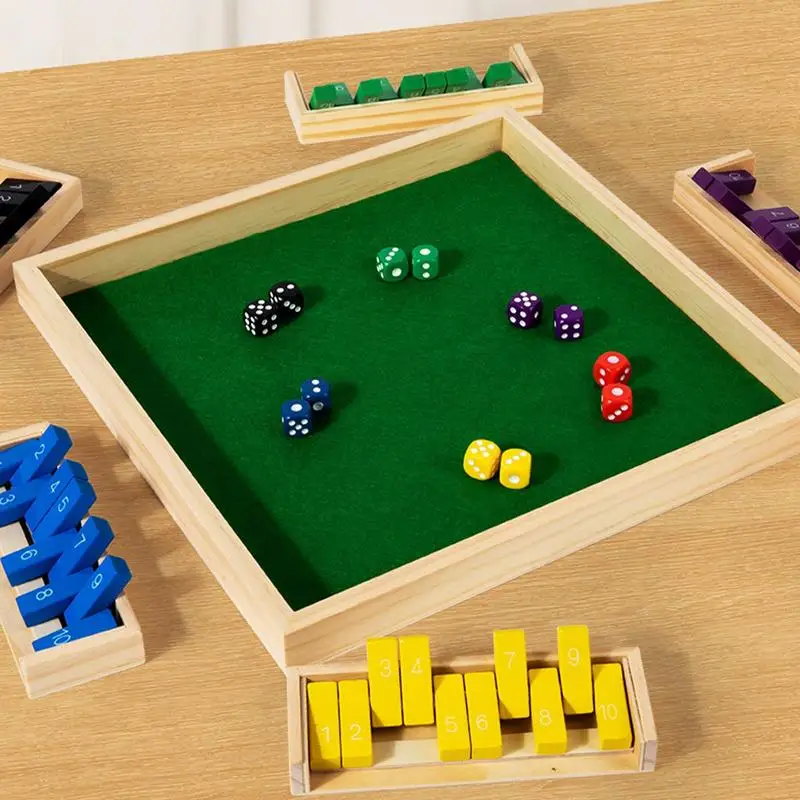 Wooden Dice Board Game Shut The Box for 4 Players Flaps & Dices Game Parent-children Interaction Family Entertainment
Wooden Dice Board Game Shut The Box for 4 Players Flaps & Dices Game Parent-children Interaction Family Entertainment