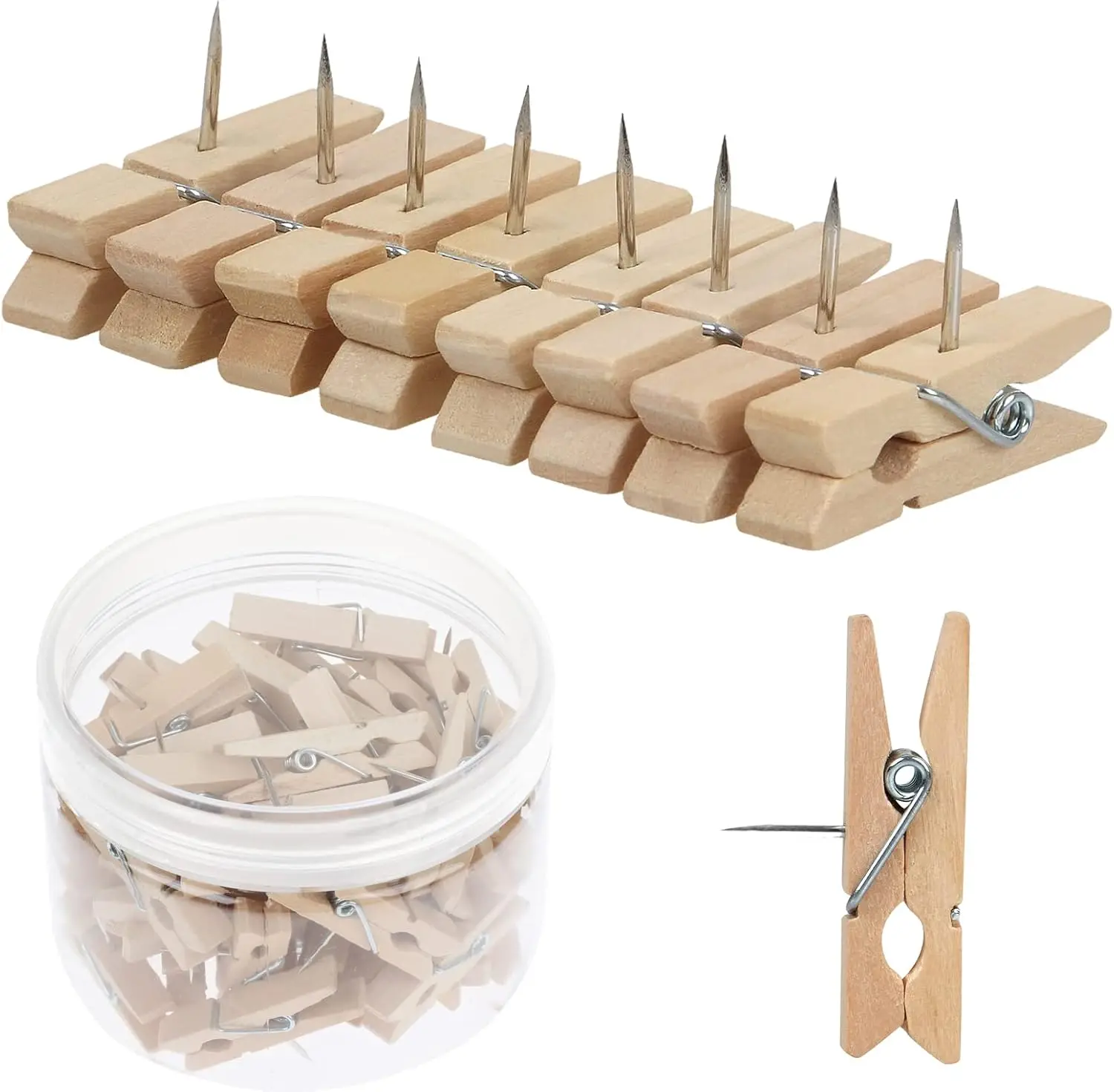 50 Wooden Push Pins with Clips, Durable Thumbtacks for Cork Board, Art, Photos, Notes, Office & Home
50 Wooden Push Pins with Clips, Durable Thumbtacks for Cork Board, Art, Photos, Notes, Office & Home
